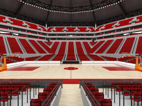 Basketbol kırmızı koltuklar ve VIP kutuları için yirmi bin hayranları için güzel modern spor arena