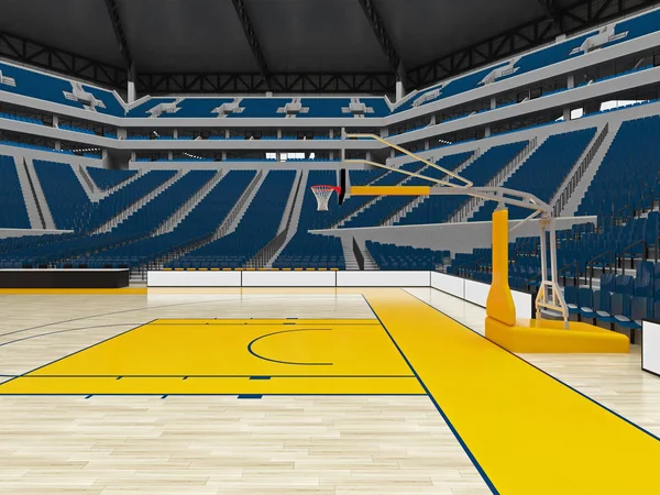 Magnifique arène de sport moderne pour basket avec sièges bleus — Photo