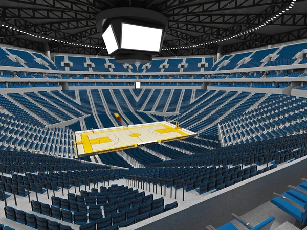 Hermosa arena deportiva moderna para baloncesto con asientos azules — Foto de Stock