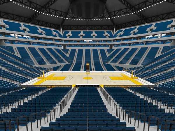 Beautiful modern sport arena for basketball with blue seats — Stock Photo, Image