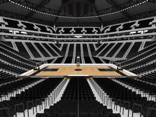 Magnifique arène de sport moderne pour basket avec sièges noirs — Photo