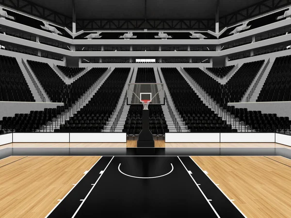 Beautiful modern sport arena for basketball with black seats