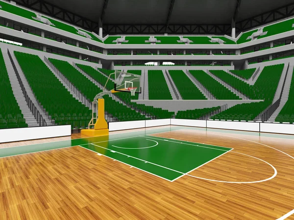 Schöne moderne Sportarena für Basketball mit grünen Sitzen und VIP-Logen für zwanzigtausend Fans lizenzfreie Stockbilder