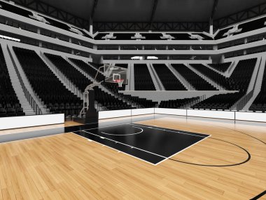 Siyah koltuk ile basketbol için güzel modern spor arena