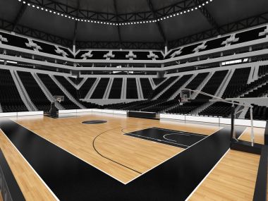 Siyah koltuk ile basketbol için güzel modern spor arena