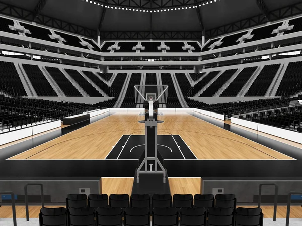 Bella arena sportiva moderna per pallacanestro con sedili neri — Foto Stock