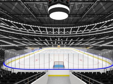Buz hokeyi siyah koltuklar ve VIP kutuları için güzel spor arena