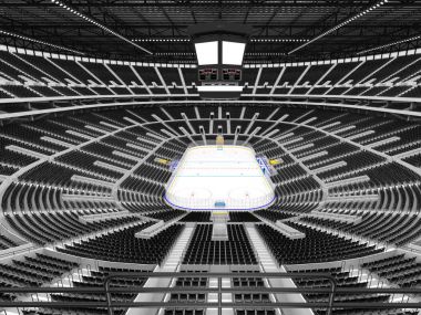 Buz hokeyi siyah koltuklar ve VIP kutuları için güzel spor arena