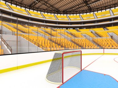 Buz hokeyi sarı koltuklar ve VIP kutuları için güzel spor arena