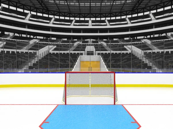 Hermosa arena deportiva para hockey sobre hielo con asientos negros y cajas VIP Fotos De Stock