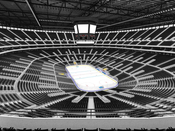 Schöne Sportarena für Eishockey mit schwarzen Sitzen und VIP-Logen lizenzfreie Stockbilder