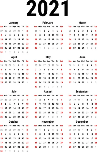 Calendário para 2021 Ilustração De Stock