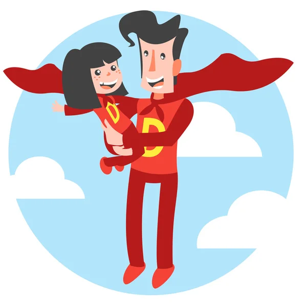 Super Dad and Super Daughter — Stock Vector