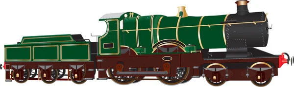 Vintage Green Steam Locomotive — Stock Vector