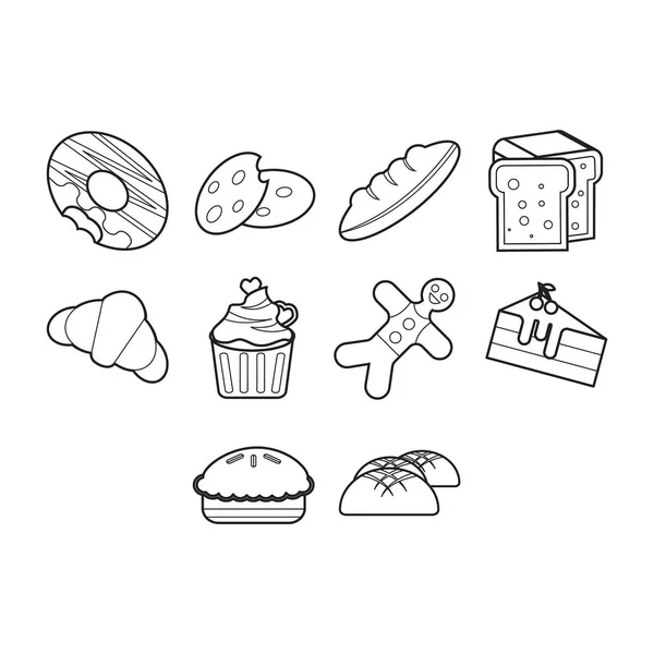 Anahat vektör ekmek Icon set