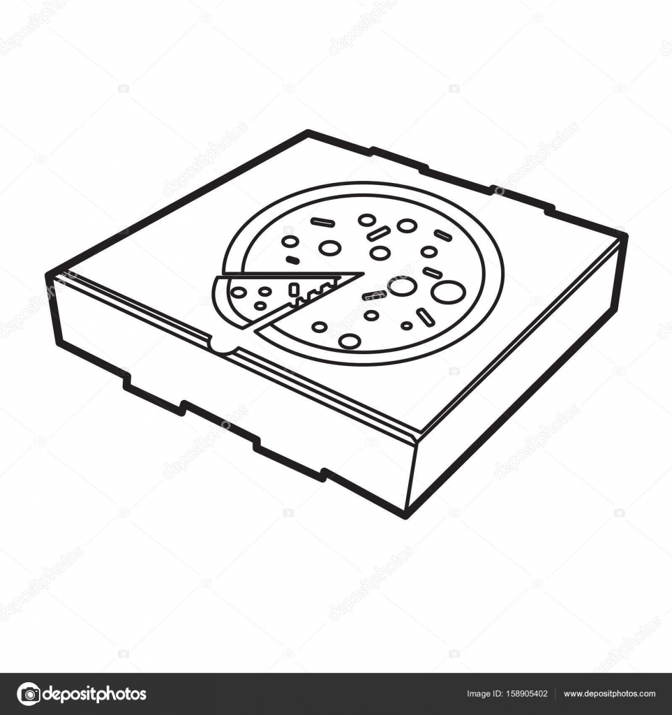 Pizza Box Icon Outline Stock Vector Ilhamarief1990gmailcom