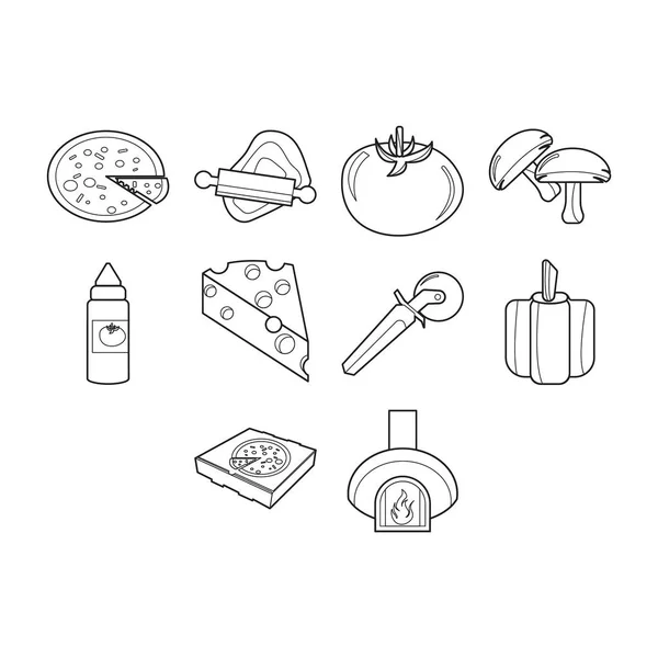 Anahat vektör pizza Icon set