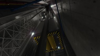 upping elevator lift view inside elevator shaft technology and industrial concept clipart