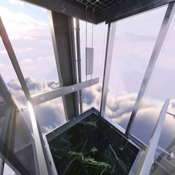 Hava akşam gökyüzünde görüntülemek Asansör araba konsepti iş başarı fotoğraf üzerinden — Stok fotoğraf