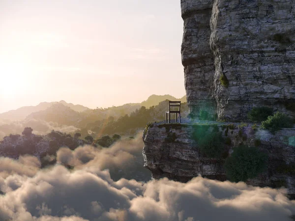 Aerial view mountains with rock and chair concept photo — Stock Photo, Image