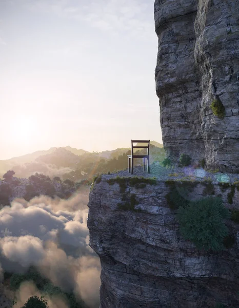 Aerial view mountains with rock and chair concept photo — Stock Photo, Image