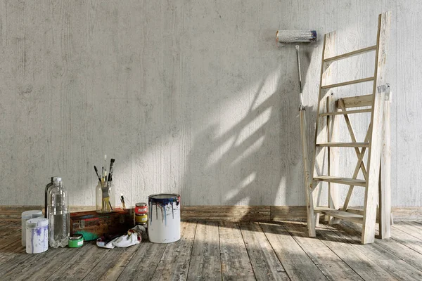 Artistic home interior repairing concept composition with place for logo — Stock Photo, Image