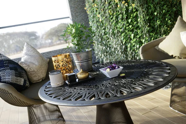 Outdoor Closeup Table Chairs Photo — Stock Photo, Image