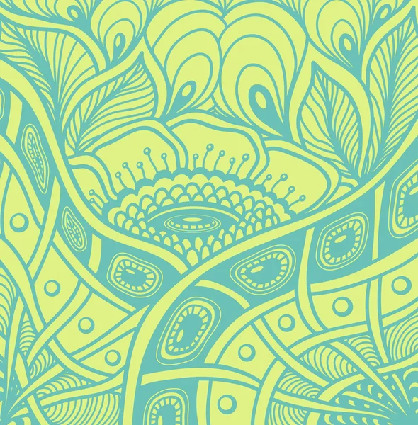 Tło z Zen Nieplączący lub Zen doodle kwiatów wzór zielony — Wektor stockowy
