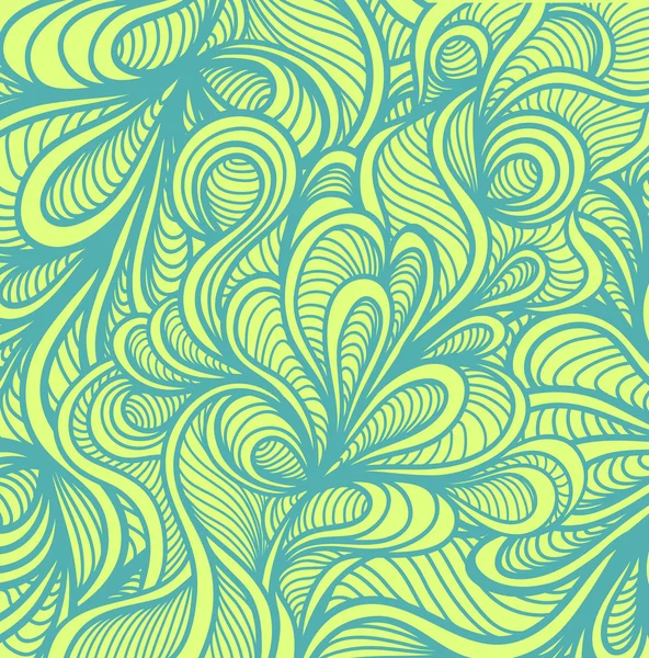在手工风格海洋蓝色绿色抽象涂鸦背景 — 图库矢量图片