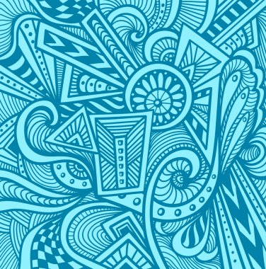 Zen dolaştırmak veya Zen doodle tarzında açık mavi soyut desen