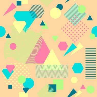 Postmodern Memphis tarzı üzerinde bej soyut seamless modeli