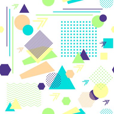 Postmodern Memphis tarzı beyaz soyut seamless modeli