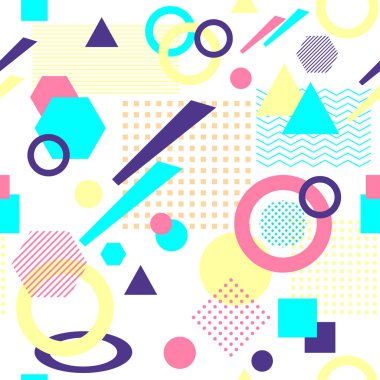 Postmodern Memphis tarzı beyaz soyut seamless modeli