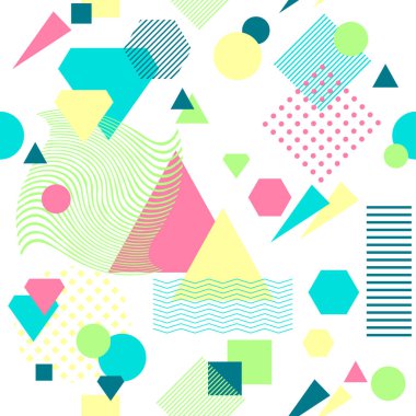 Postmodern Memphis tarzı beyaz soyut seamless modeli