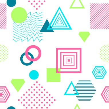 Postmodern Memphis tarzı beyaz soyut seamless modeli