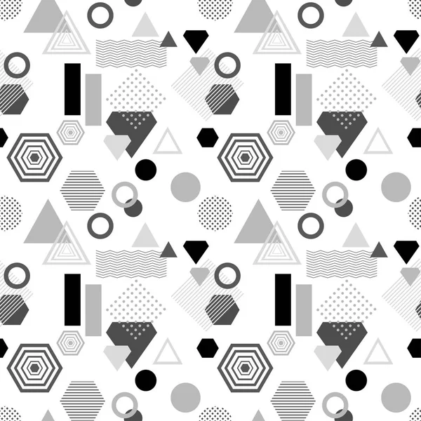 Postmodern Memphis tarzı siyah gri beyaz soyut seamless modeli