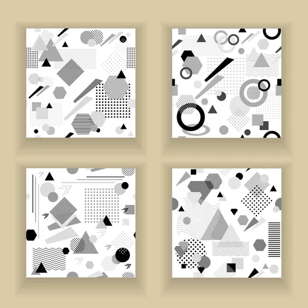 Анотація безшовні шаблоном в постмодерністському сірий Мемфіс стиль чорний на білому — стоковий вектор