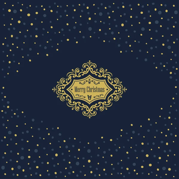 Weihnachten Hintergrund mit Rahmen Konfetti im Retro-Stil Gold dunklen Farben — Stockvektor