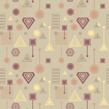Postmodern Memphis tarzı kahve renklerde soyut seamless modeli