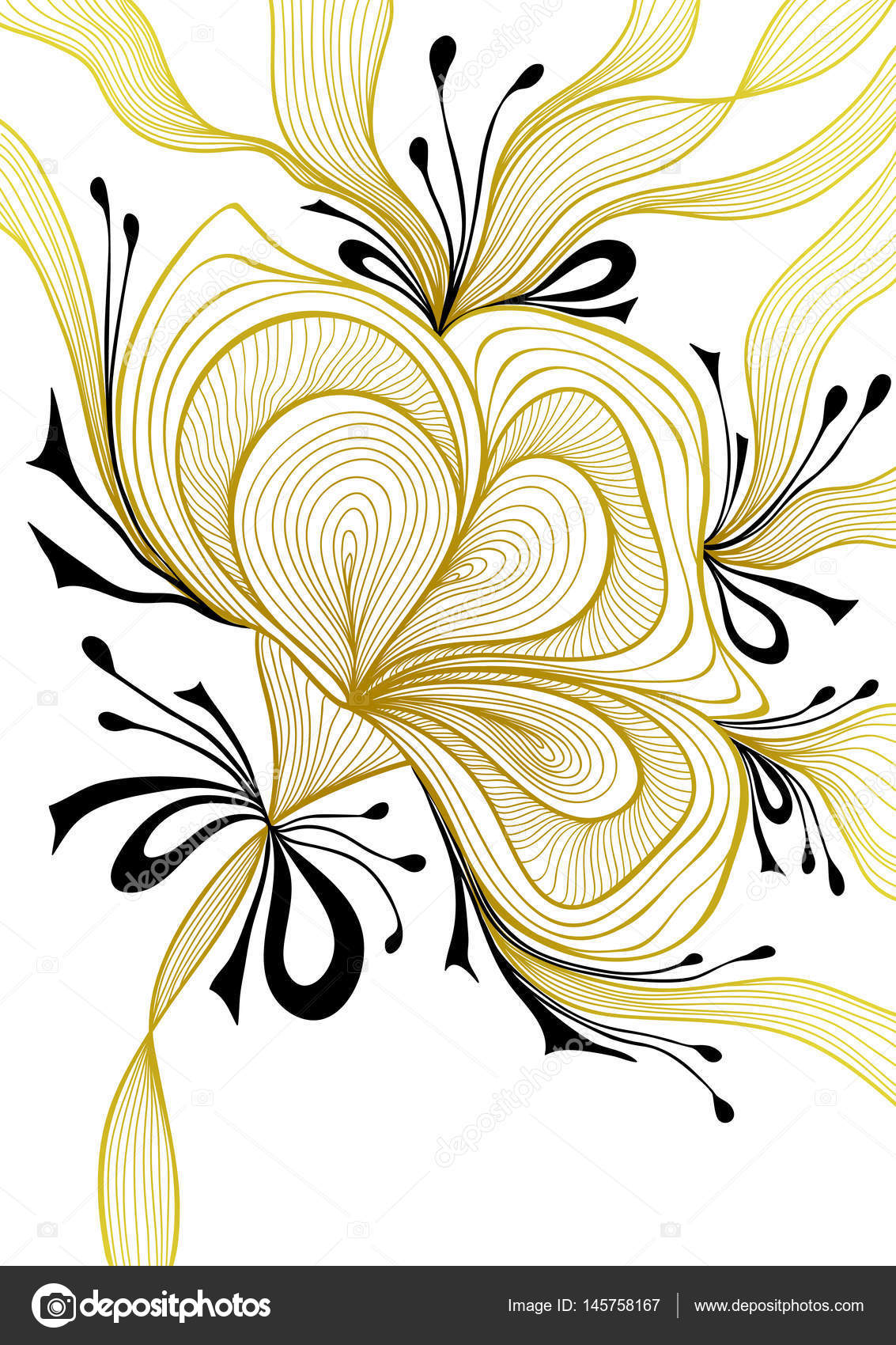 Beautiful Abstract Background Lace Flower Bows Gold Black