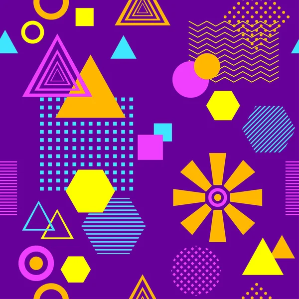 Postmodern Memphis tarzı Lila mavi pembe turuncu soyut seamless modeli