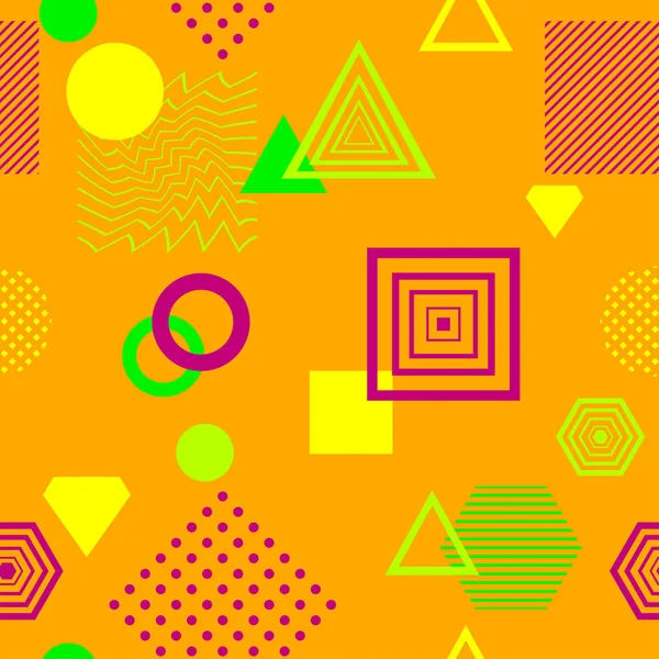 Postmodern Memphis tarzı turuncu yeşil leylak soyut seamless modeli 