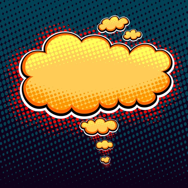 Tekstballon of wolk in popart cartoon stijl goud op donker — Stockvector