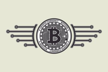 Kripto-para bitcoin beyaz siyah