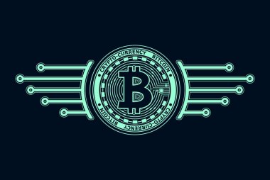 Kripto-para bitcoin siyah mavi