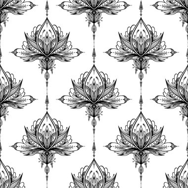 Dekoratif unsur üzerine beyaz siyah tarafından soyut seamless modeli