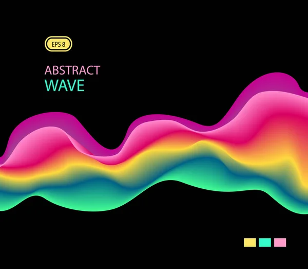 Abstrakta digitala färgglada futuristiska våg på svart bakgrund — Stock vektor