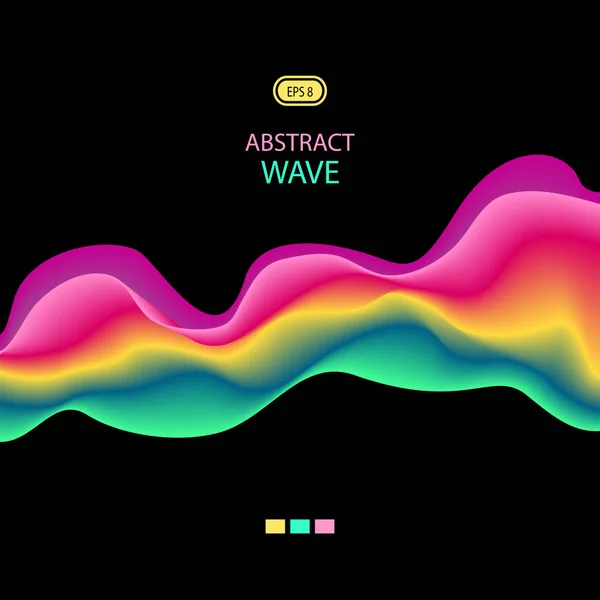 Абстрактная цифровая красочная футуристическая волна на черном фоне — стоковый вектор