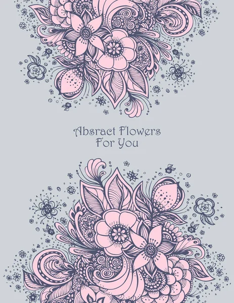 Sjabloon met mooie abstracte bloemen boeket roze grijs — Stockvector