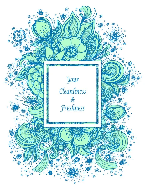 Πρότυπο με όμορφα αφηρημένα λουλούδια μπουκέτο με μπλε χρώμα στο λευκό — Διανυσματικό Αρχείο